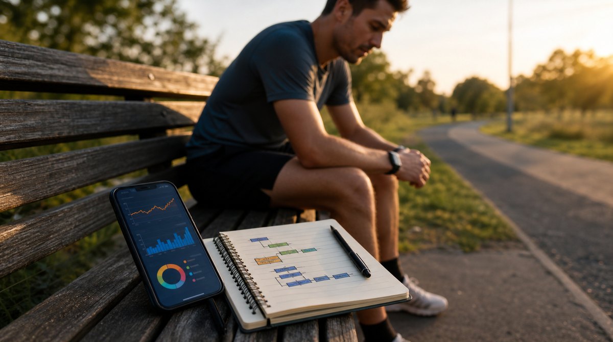 Runner comparing a run summary with a structured coaching plan after a workout